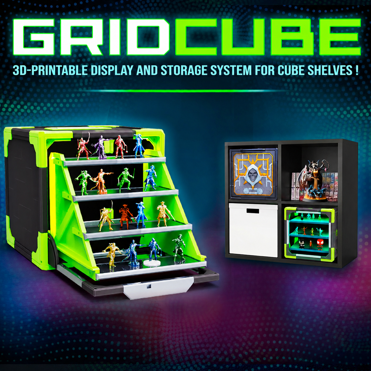 Gridcube: Display and storage System for Cube Shelves.